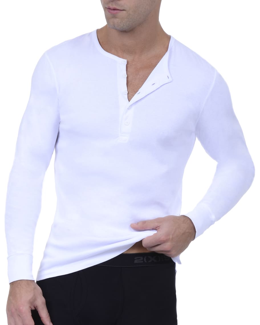2Xist Men's Long-Sleeve 5-Button Cotton Henley Shirt | Neiman Marcus