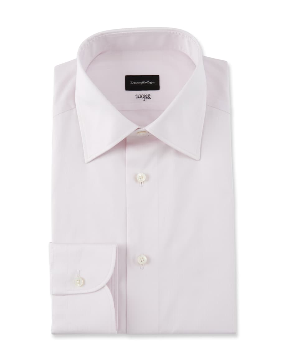 Ermenegildo Zegna Men's Fili Cotton Tonal Check Dress Shirt | Neiman Marcus