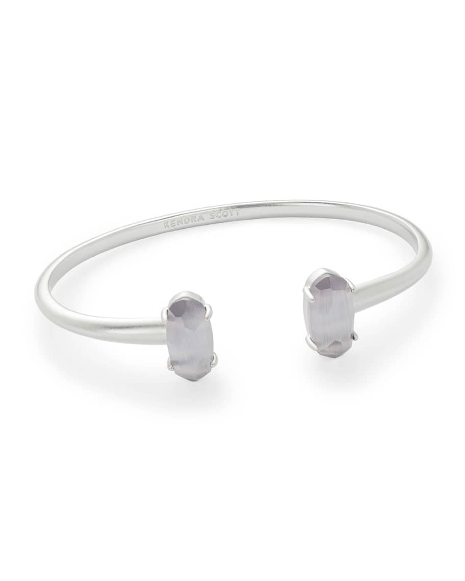 Kendra Scott Edie Two-Stone Bangle Bracelet in Rhodium | Neiman Marcus