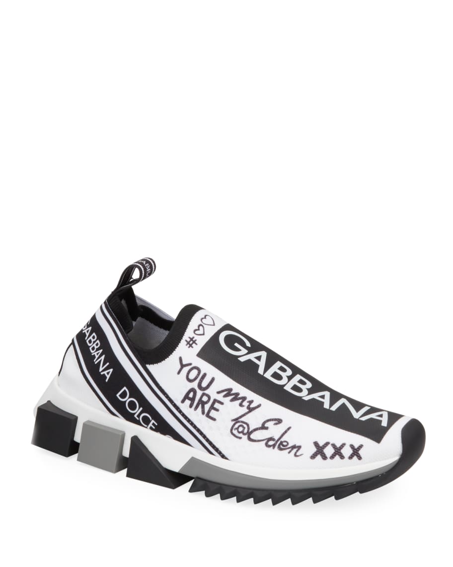 Dolce&Gabbana Sorrento Graffiti Knit Trainer Sneakers | Neiman Marcus