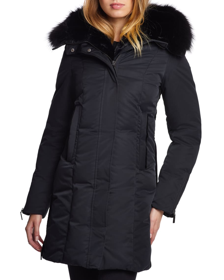 Dawn Levy Luna Fox-Trim Hooded Zip-Front Parka | Neiman Marcus