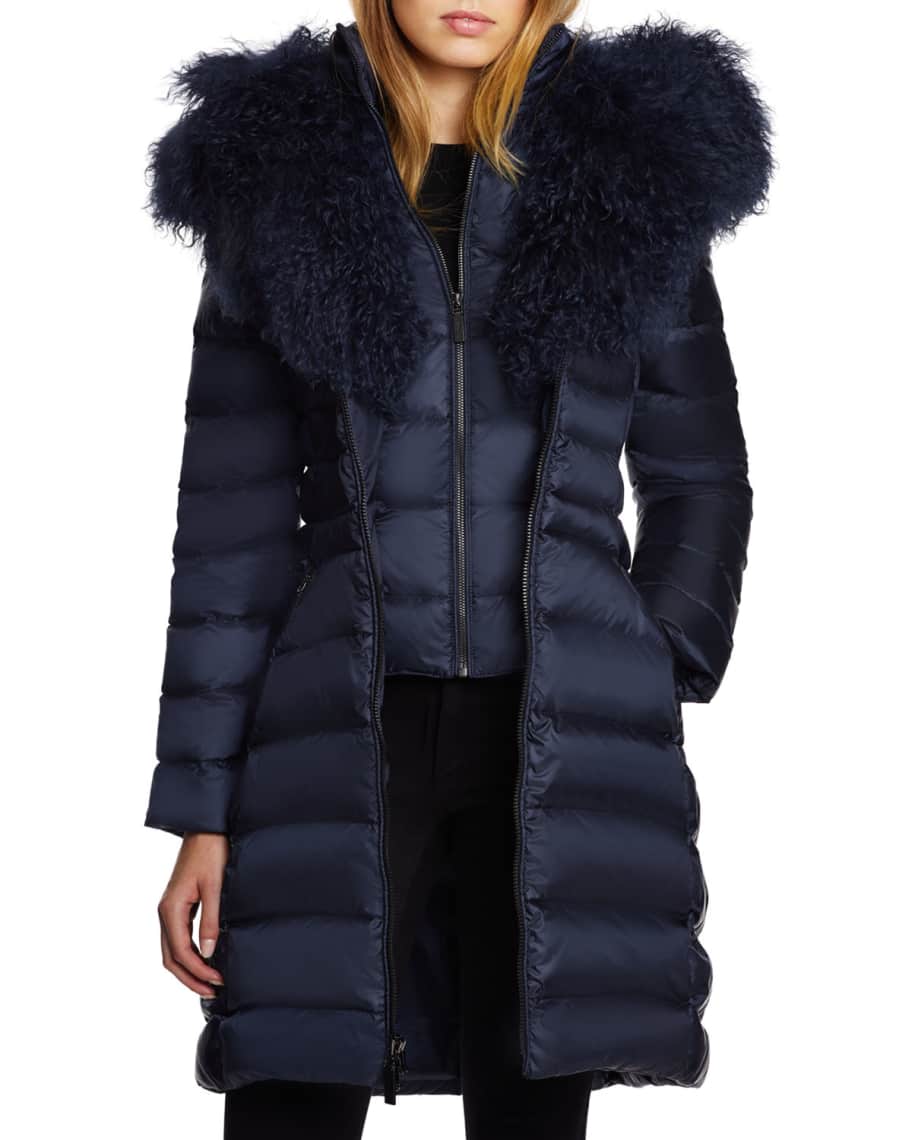 Dawn Levy Camile Mongolian Trim Fitted Puffer Jacket Neiman Marcus