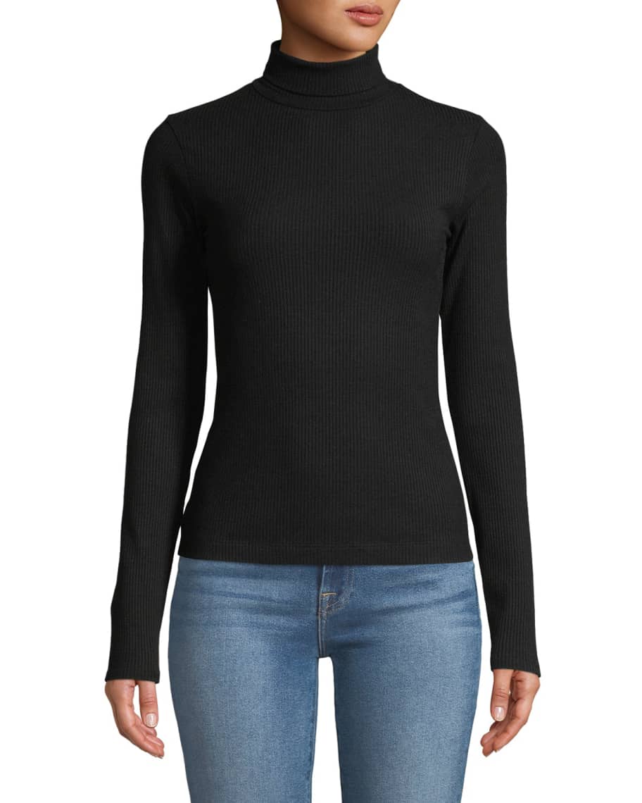 7 for all mankind Turtleneck Long-Sleeve Ribbed Tee | Neiman Marcus