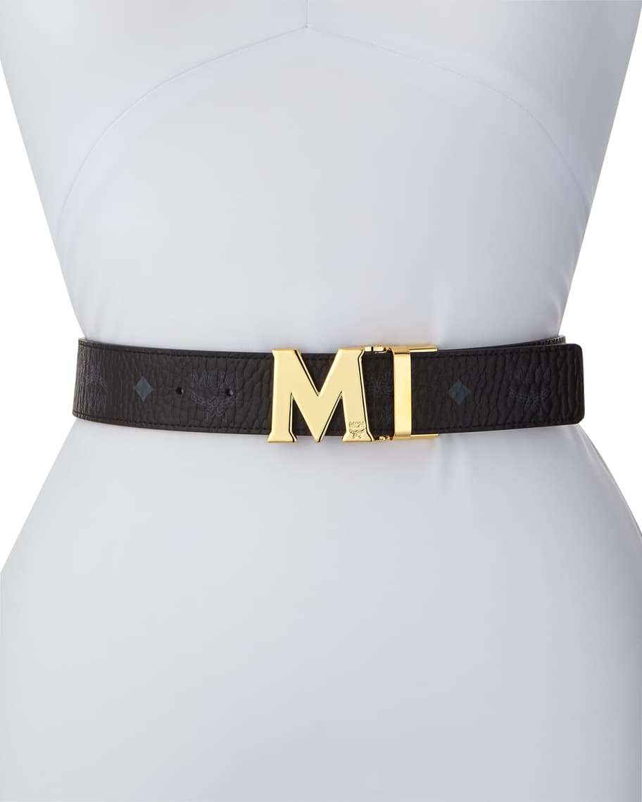 MCM Reversible M-Buckle Belt - Golden Buckle | Neiman Marcus