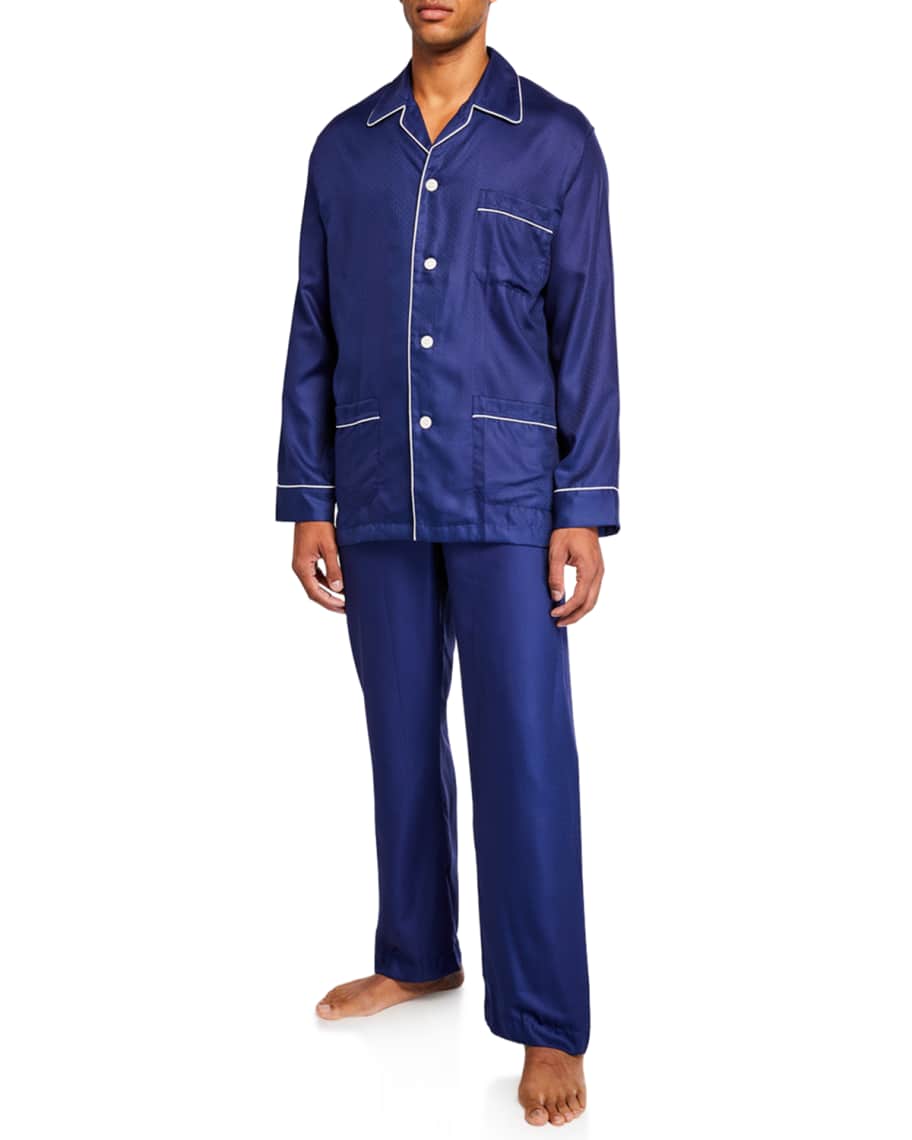Derek Rose Men's Lombard 6 Cotton Pajamas with Piping | Neiman Marcus
