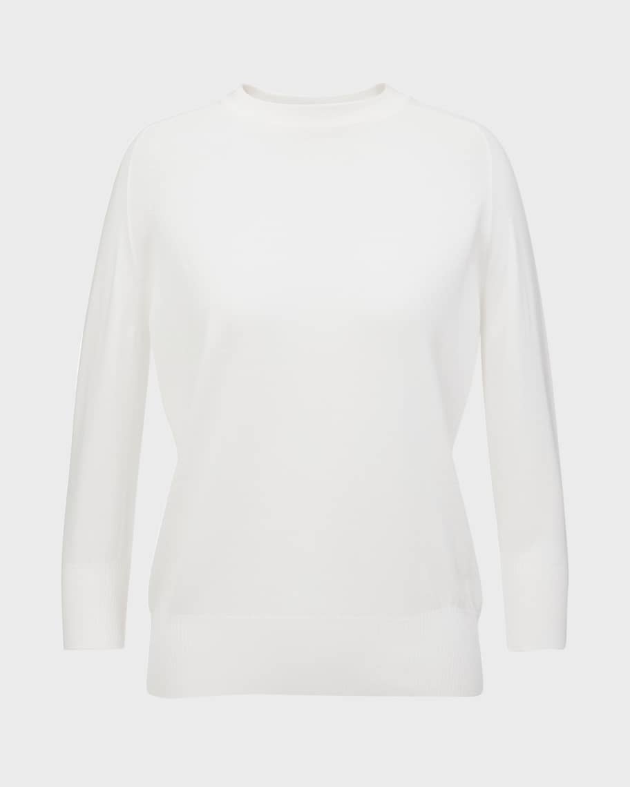 Image 2 of 5: 3/4-Sleeve Cashmere Featherweight Sweater