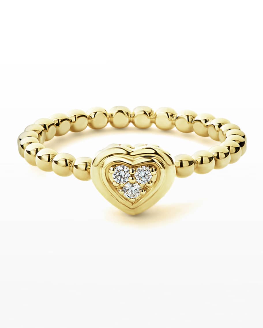 LAGOS 18k Caviar Gold Diamond Heart Stack Ring, Size 7 | Neiman Marcus