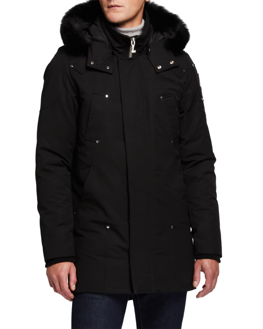 Moose Knuckles Men's Stirling Down Parka Coat with Fur Trim | Neiman Marcus