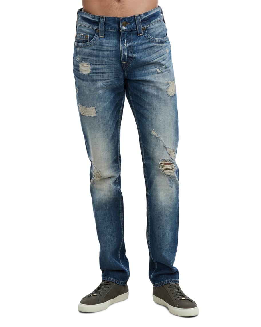 True Religion Men's Geno Worn Rebel Distressed Jeans | Neiman Marcus