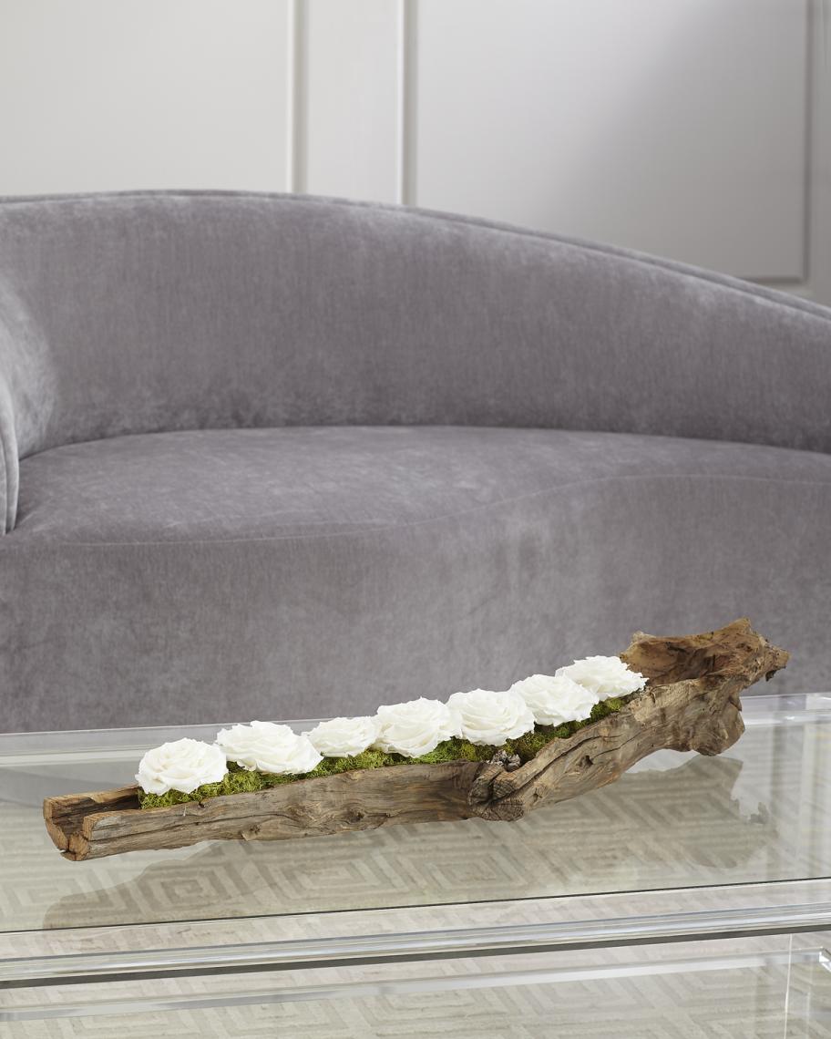 T&C Floral Company Preserved Roses in Wood Log | Neiman Marcus