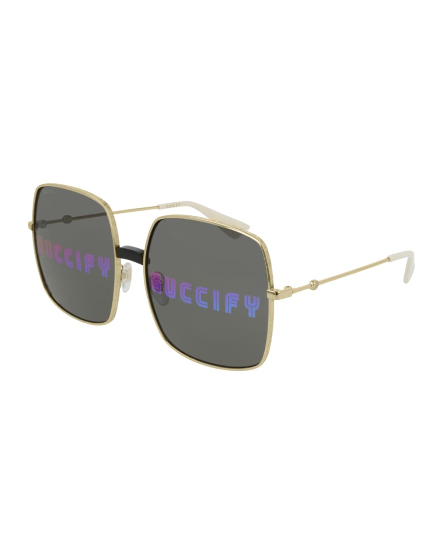 Gucci Men s GUCCIFY Hologram Square Sunglasses Neiman Marcus