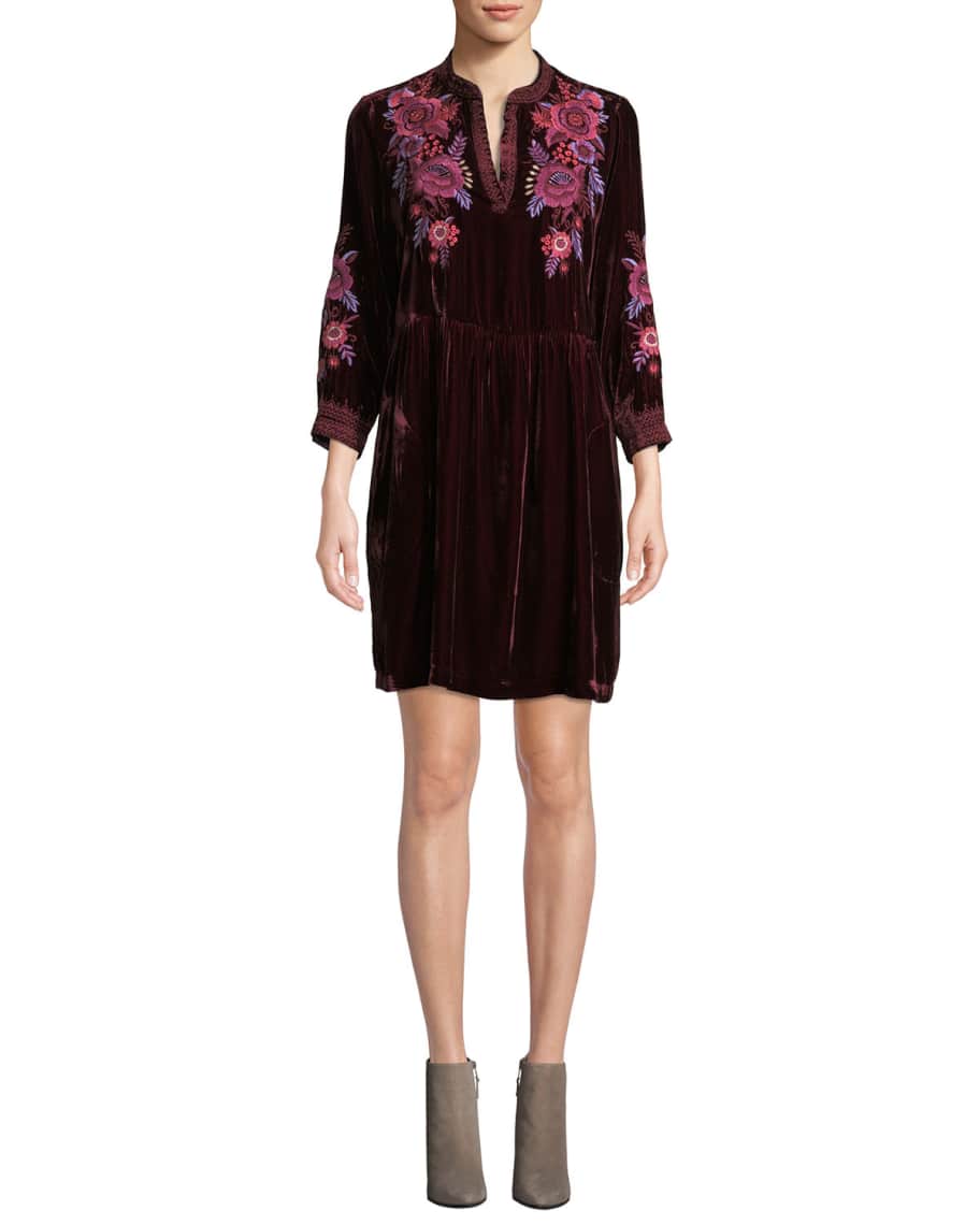 Johnny Was Marcella Embroidered Henley Dress | Neiman Marcus
