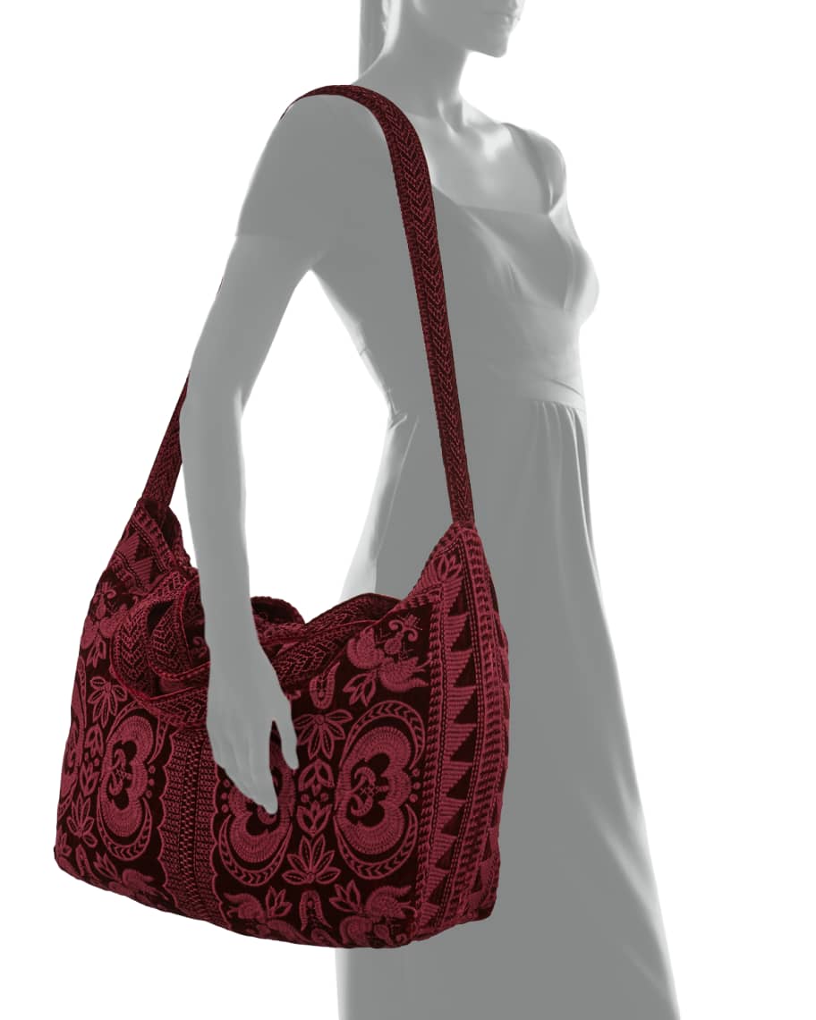 Johnny Was Hirsch Embroidered Velvet Tote Bag Neiman Marcus