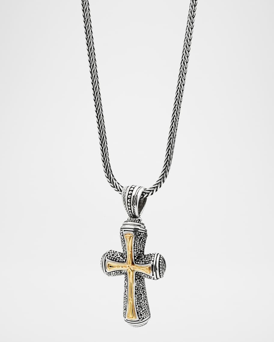 Konstantino Men's Stavros 18k Gold Inset Cross Pendant | Neiman Marcus
