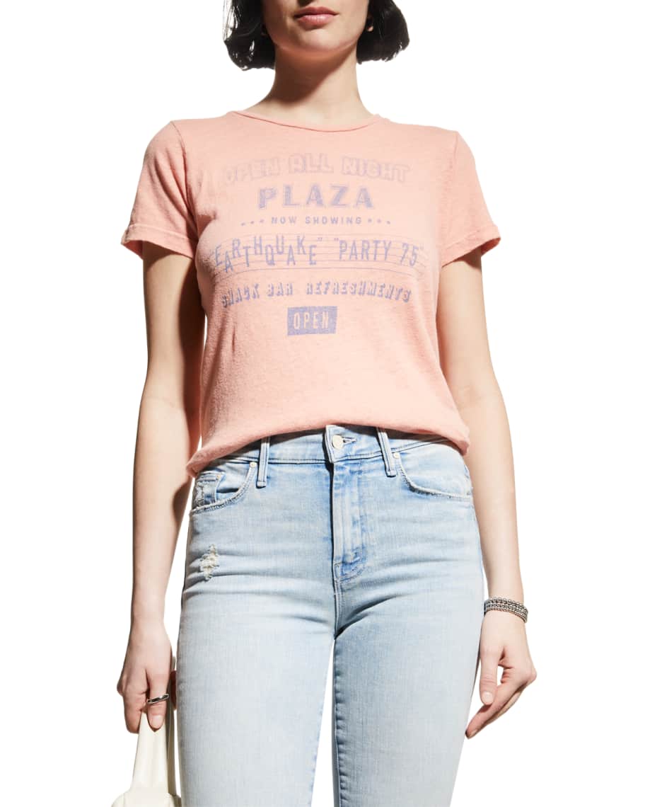 MOTHER The Itty Bitty Sinful Cotton-Linen Graphic Tee | Neiman Marcus