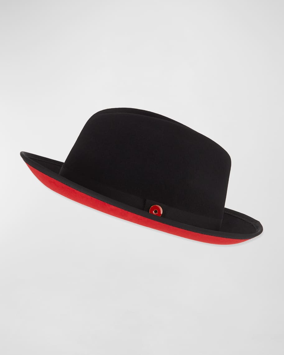 Mens Black with Red Bottom Hat Fedora Fine Wool Bruno PR-300