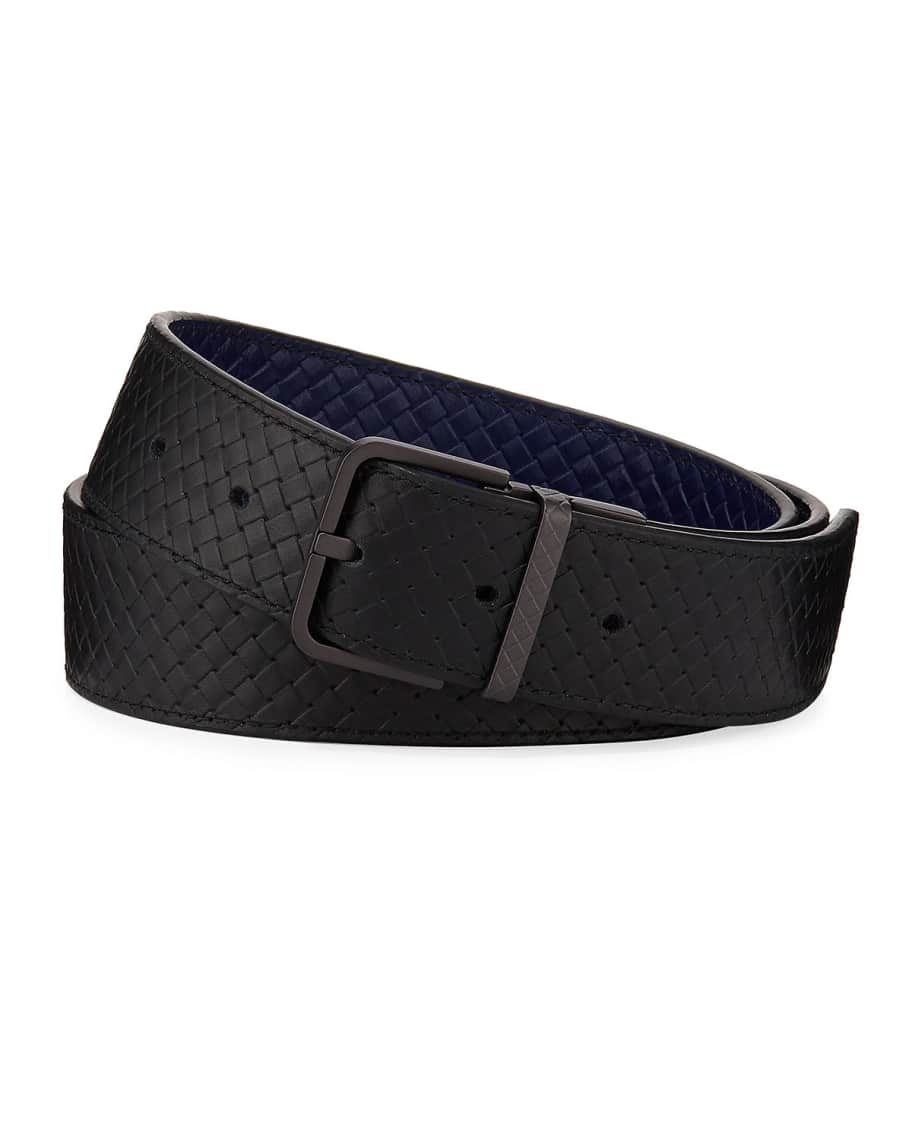 Bottega Veneta Men's Micro-Woven Leather Belt | Neiman Marcus