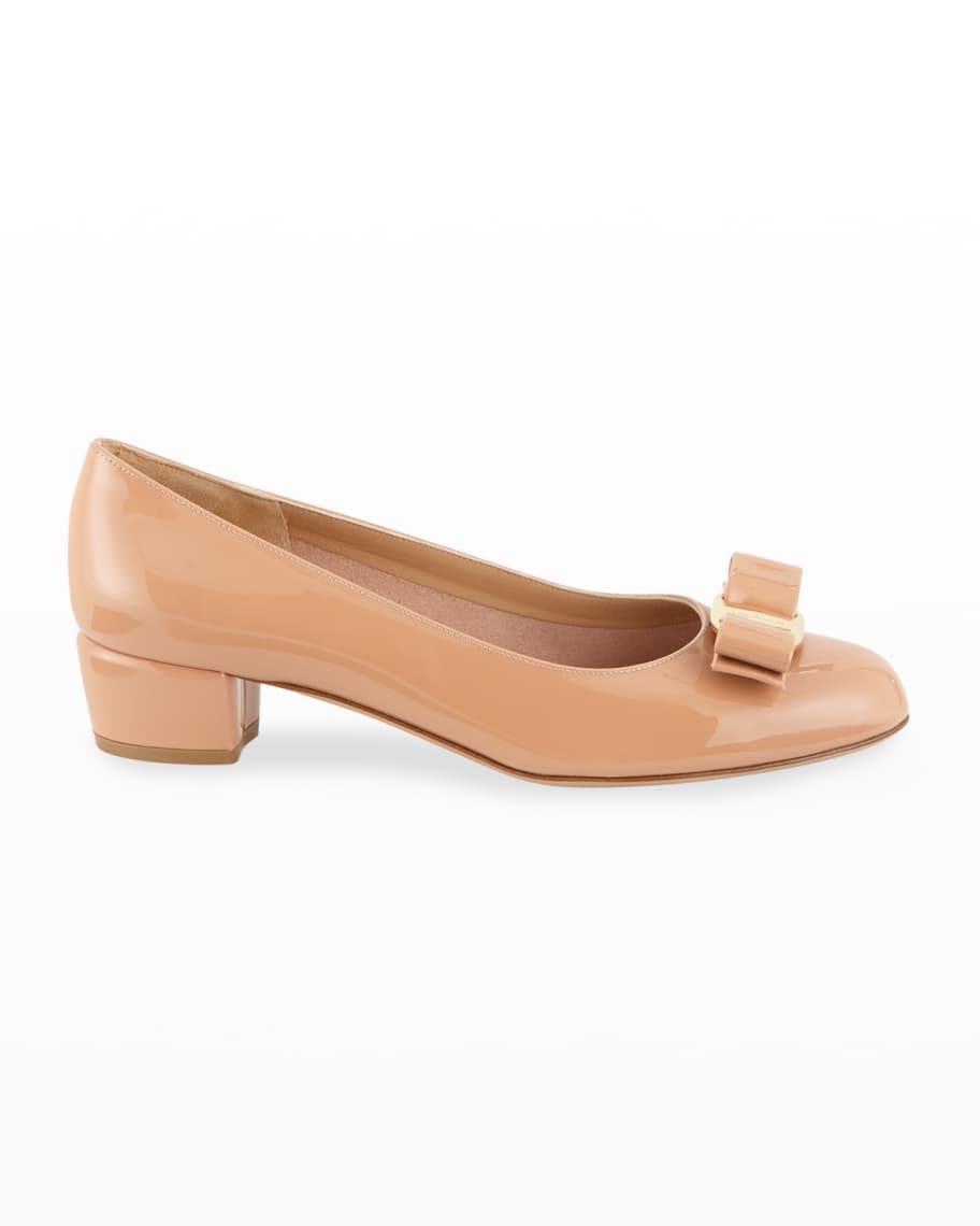 Erica Leather Bow Comma-Heel Pumps