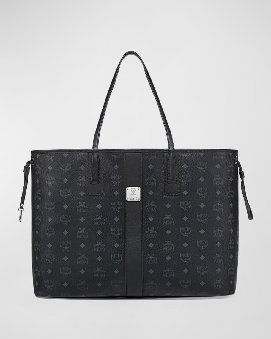 MCM Toni Shopper Mini Visetos Black in Coated Canvas with Silver-tone - US