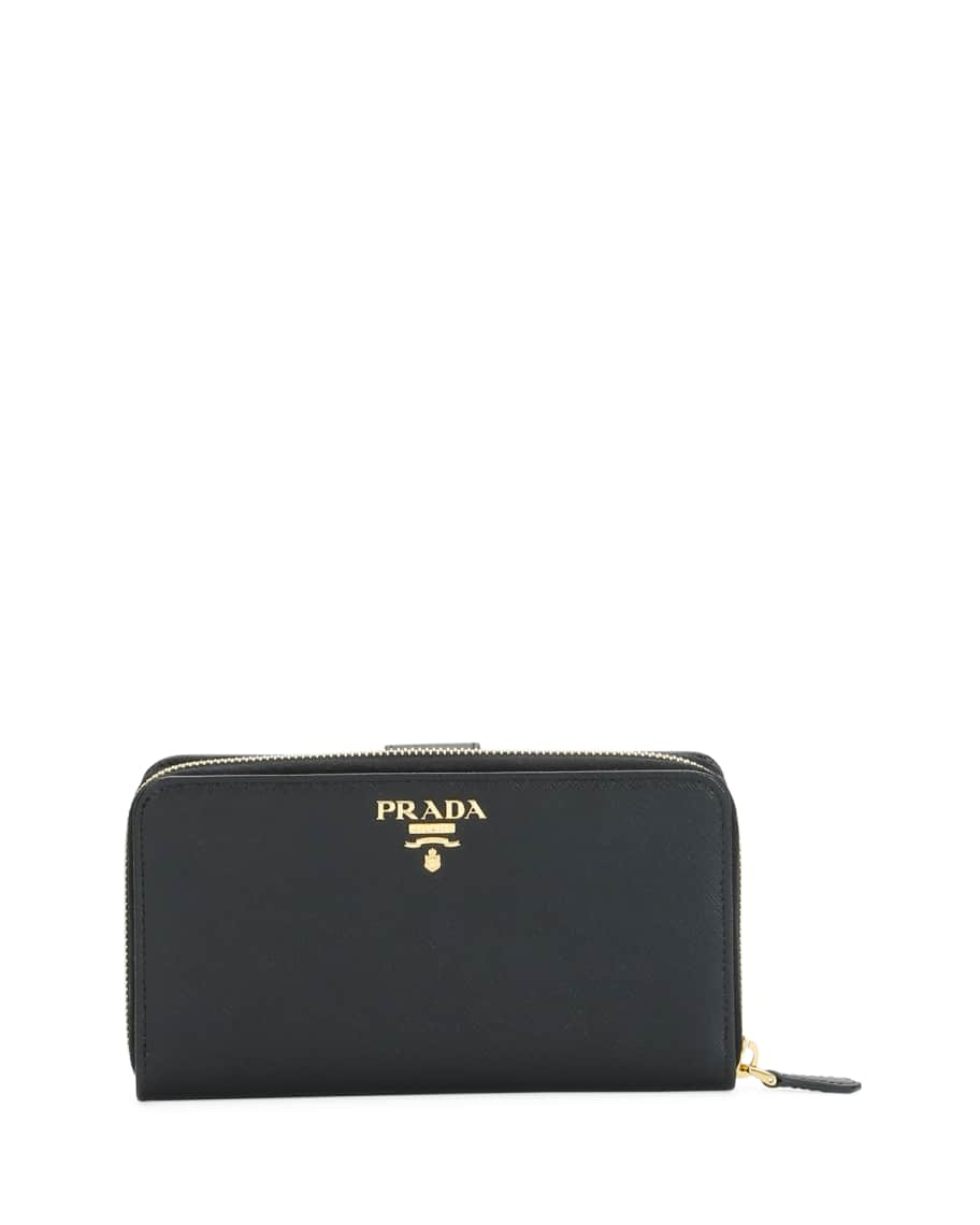 Prada Zip Around Chain Wallet in Black for Men