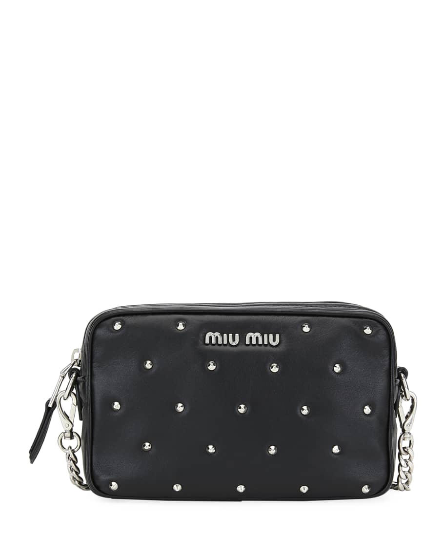 Miu Miu Jeweled-Stud Leather Crossbody Bag | Neiman Marcus