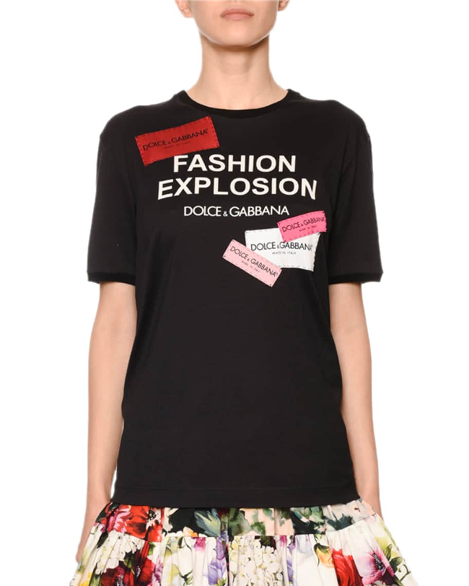 Dolce&Gabbana Fashion Explosion Patchwork Logo Tee | Neiman Marcus