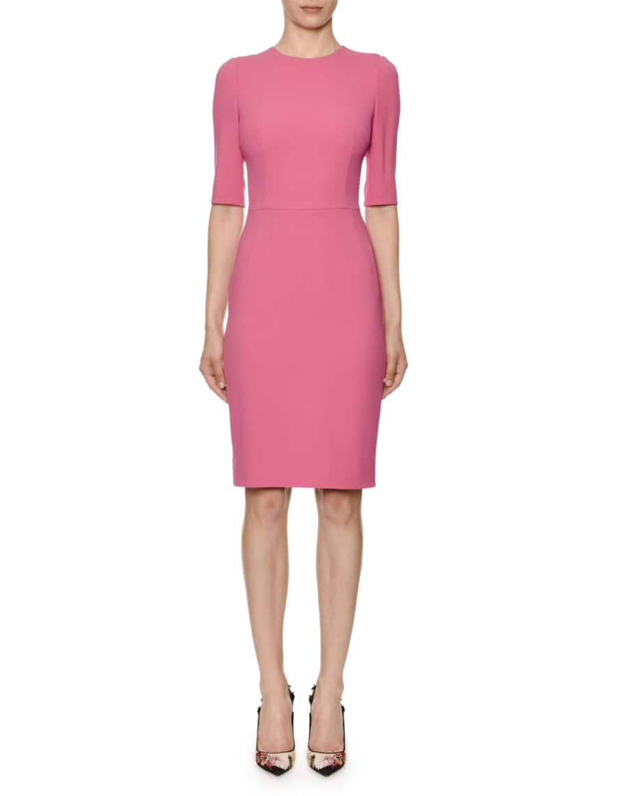 Image 1 of 2: Half-Sleeve Jewel-Neck Sheath Dress