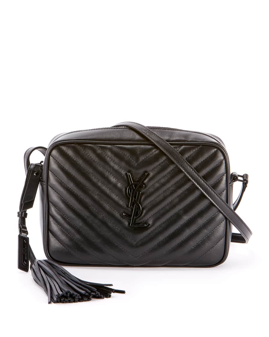 Saint Laurent Lou Mini Camera Bag in Quilted Cuir Souple Brilliant Smooth Leather