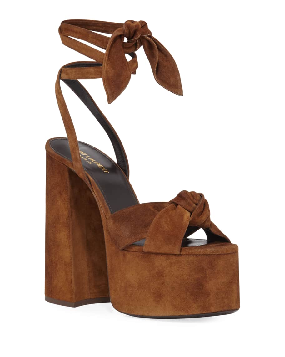 Saint Laurent Paige Platform Suede Sandals | Neiman Marcus