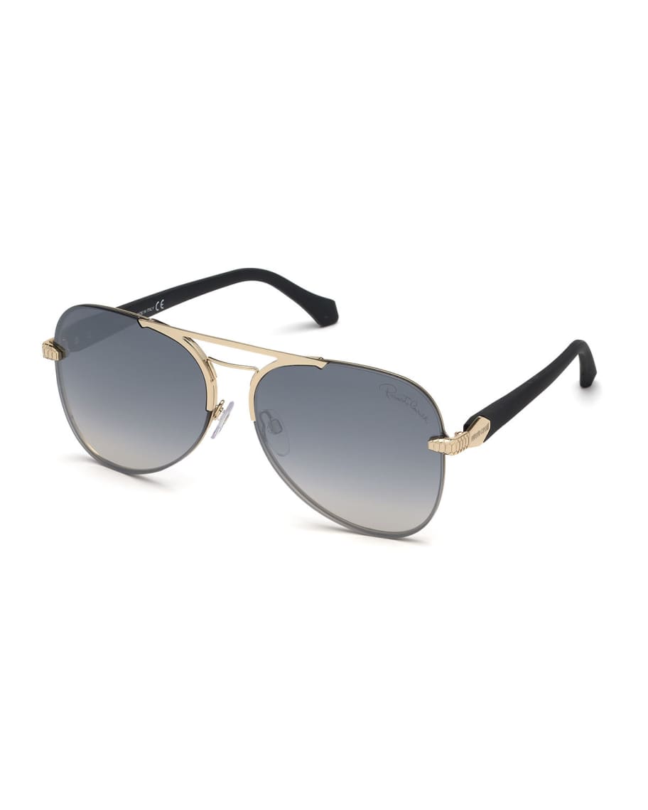 Roberto Cavalli Semi-Rimless Metal Aviator Sunglasses | Neiman Marcus