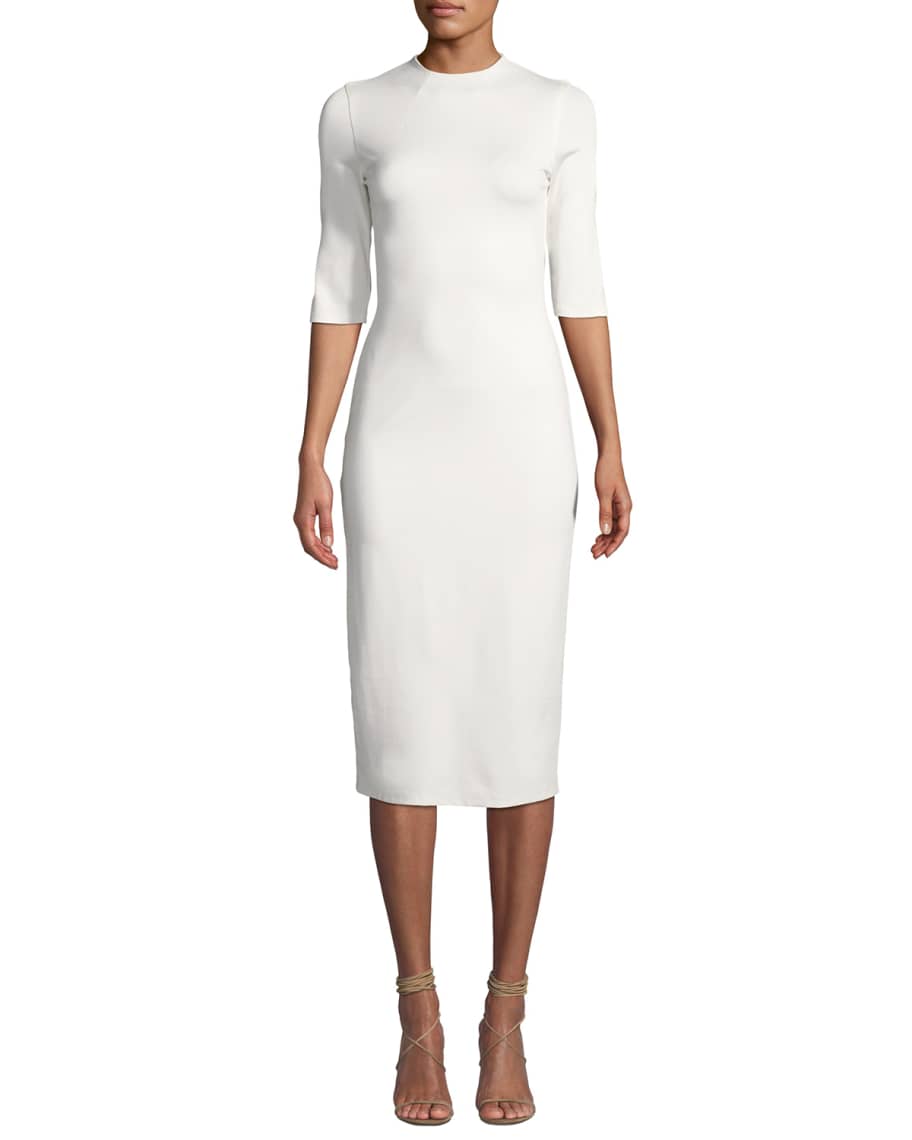 Delora fitted mock top neck midi dress