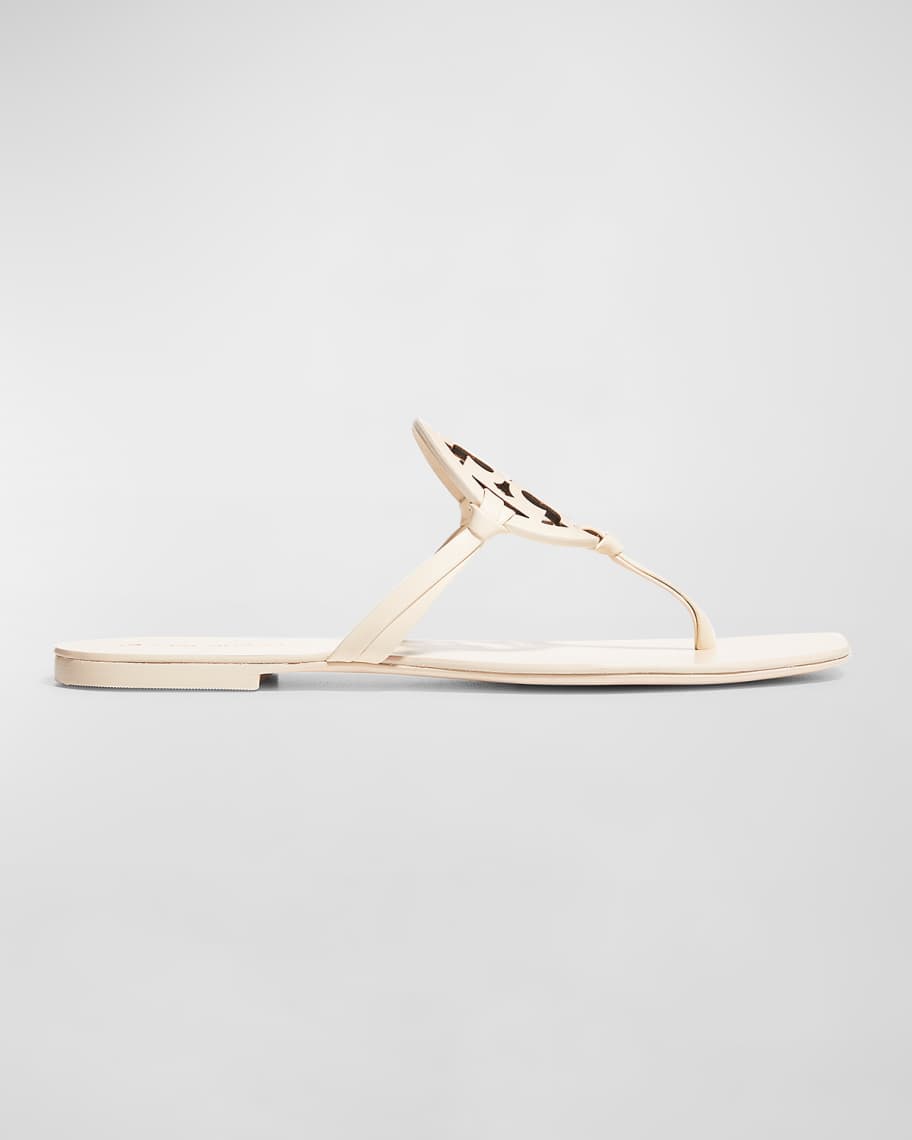 Tory Burch Miller Square-Toe Flat Slide Sandals | Neiman Marcus