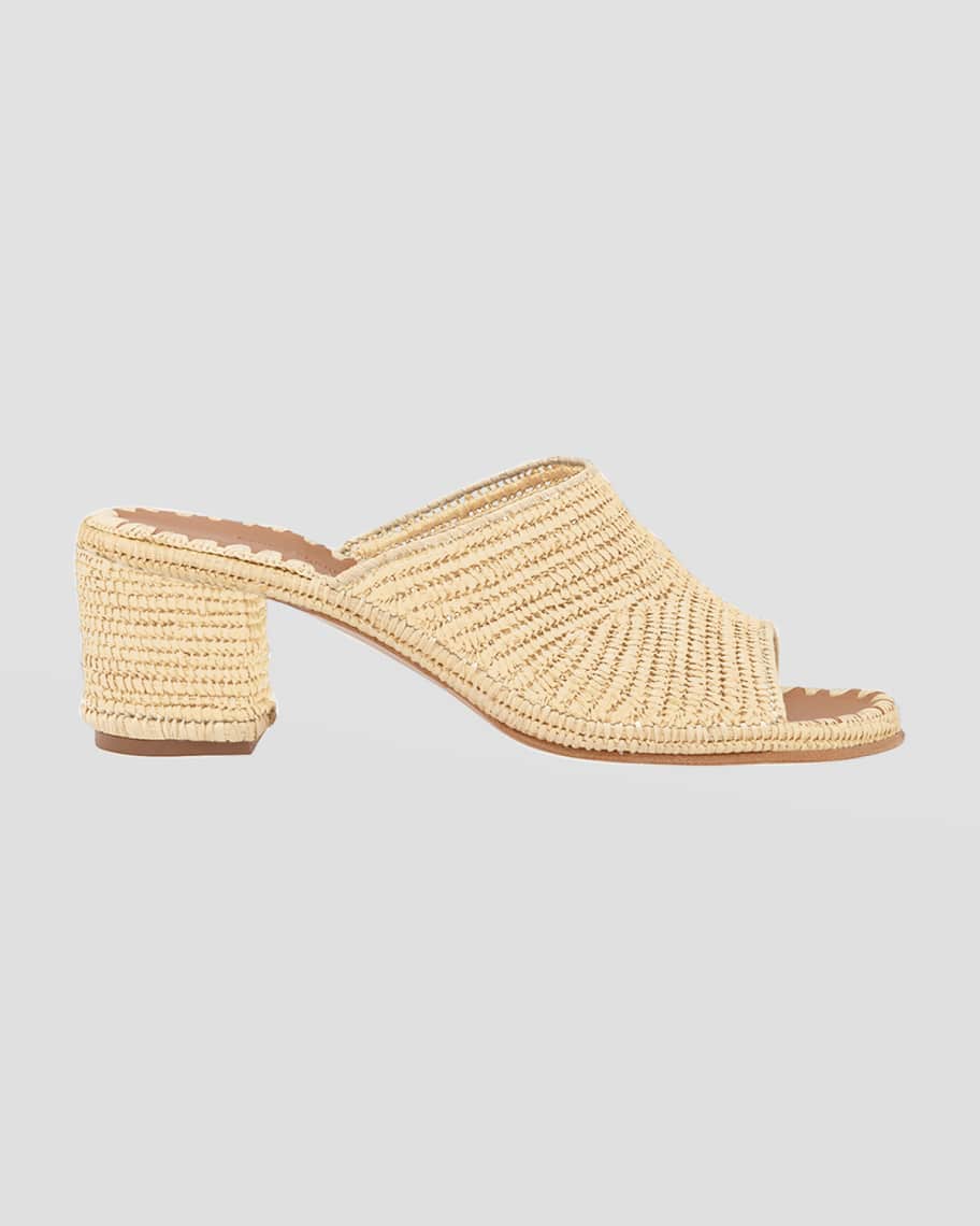 Carrie Forbes Rama Woven Raffia Slide Sandals | Neiman Marcus