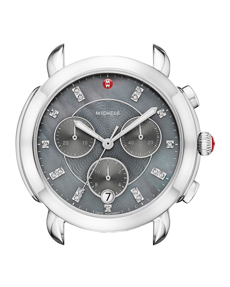 MICHELE 38mm Sidney Chronograph Watch Head Gray Neiman Marcus