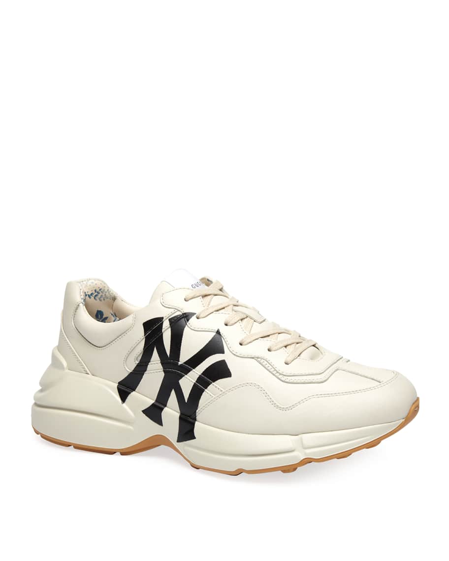 Gucci Men's Rhyton NY Yankees Leather Sneakers | Neiman Marcus