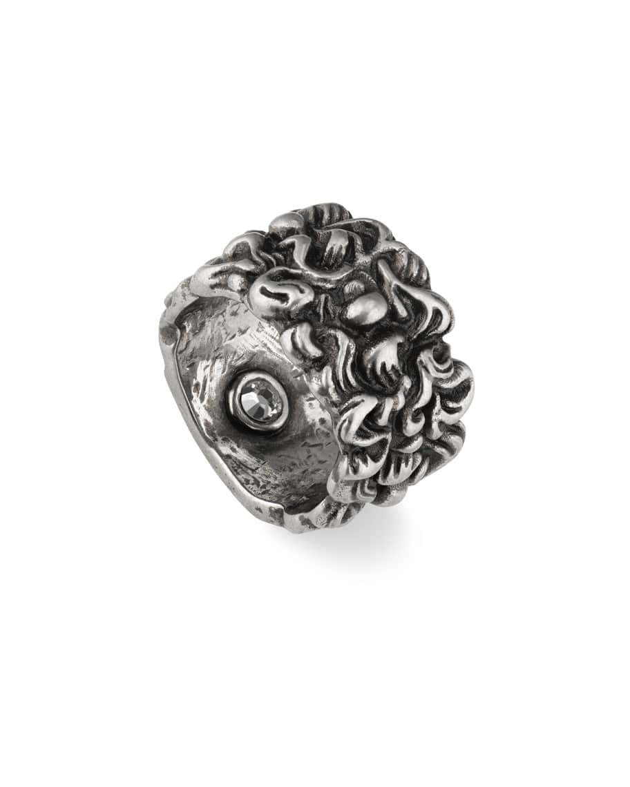 Gucci Men's Large Lion Head Band Ring | Neiman Marcus