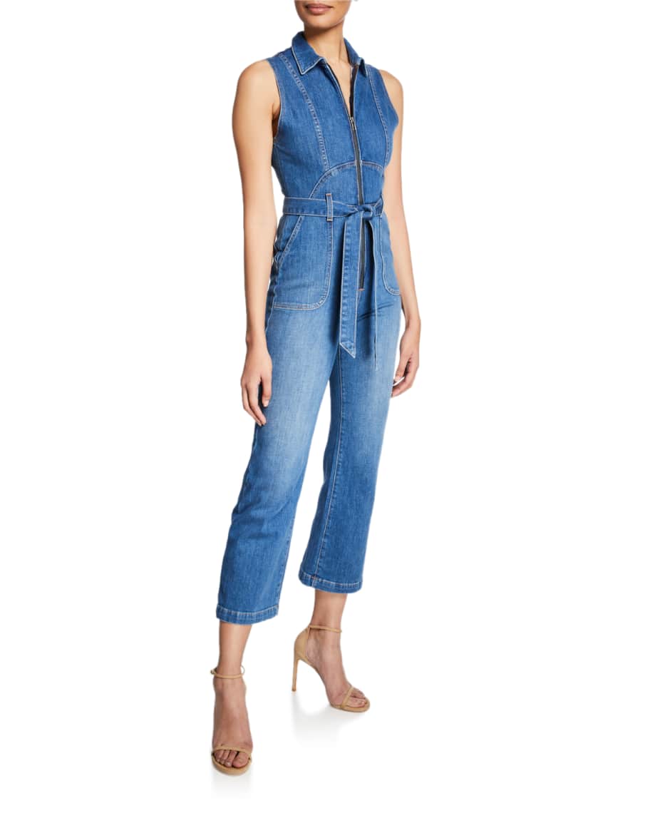 ALICE + OLIVIA JEANS Gorgeous Sexy 70s Cropped Sleeveless Jumpsuit ...
