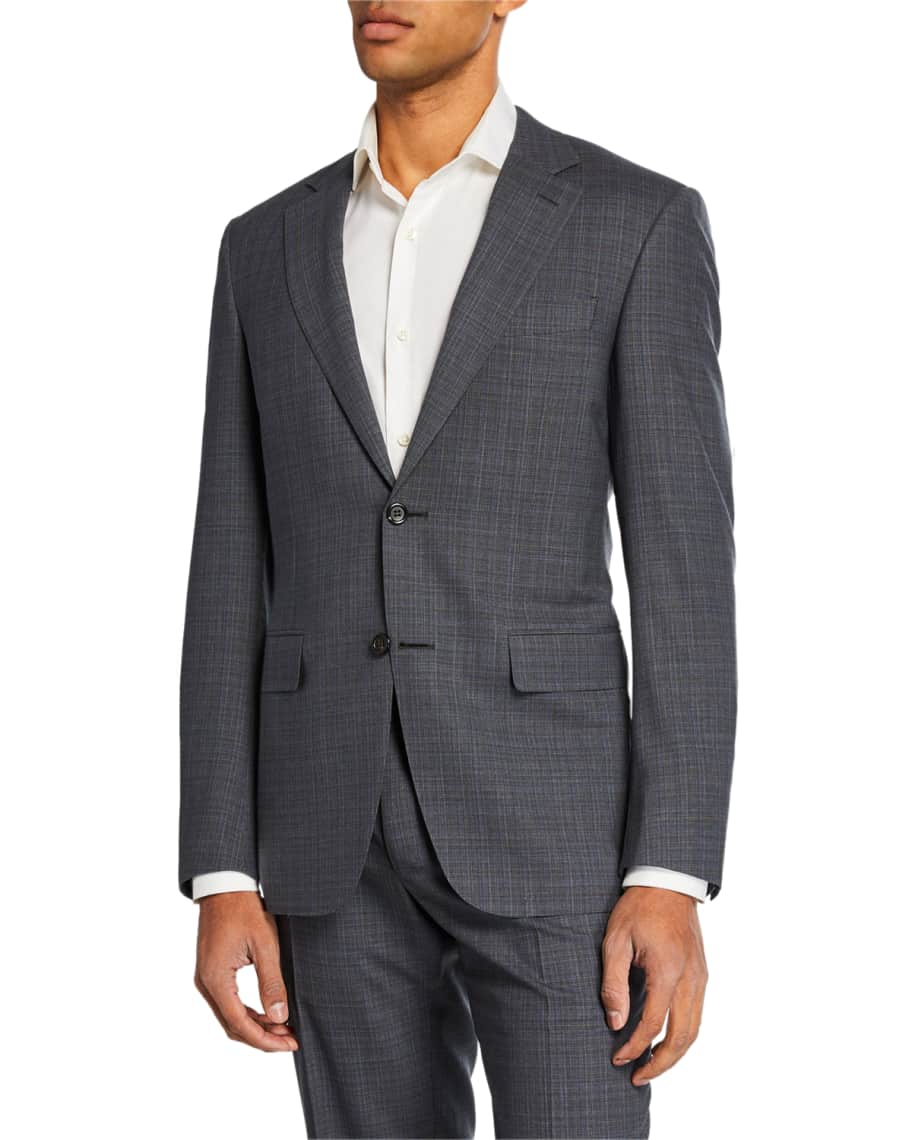 Canali Men's Impeccabile Striated Checked Two-Piece Suit | Neiman Marcus