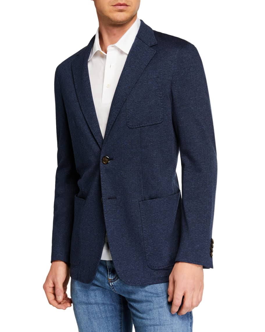 Canali Men's Herringbone Knit Sportcoat Neiman Marcus