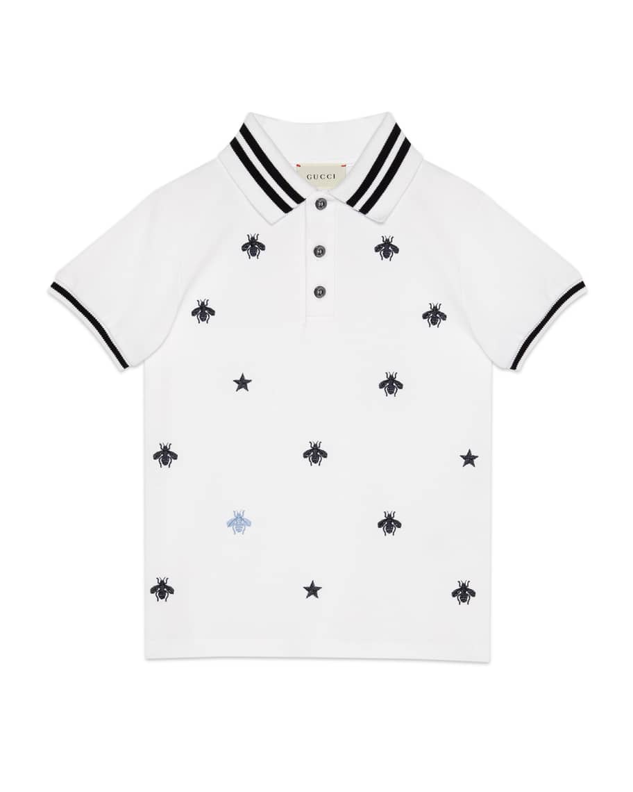 Gucci Bees Stars Embroidered Polo Shirt Size 4 12 Neiman Marcus