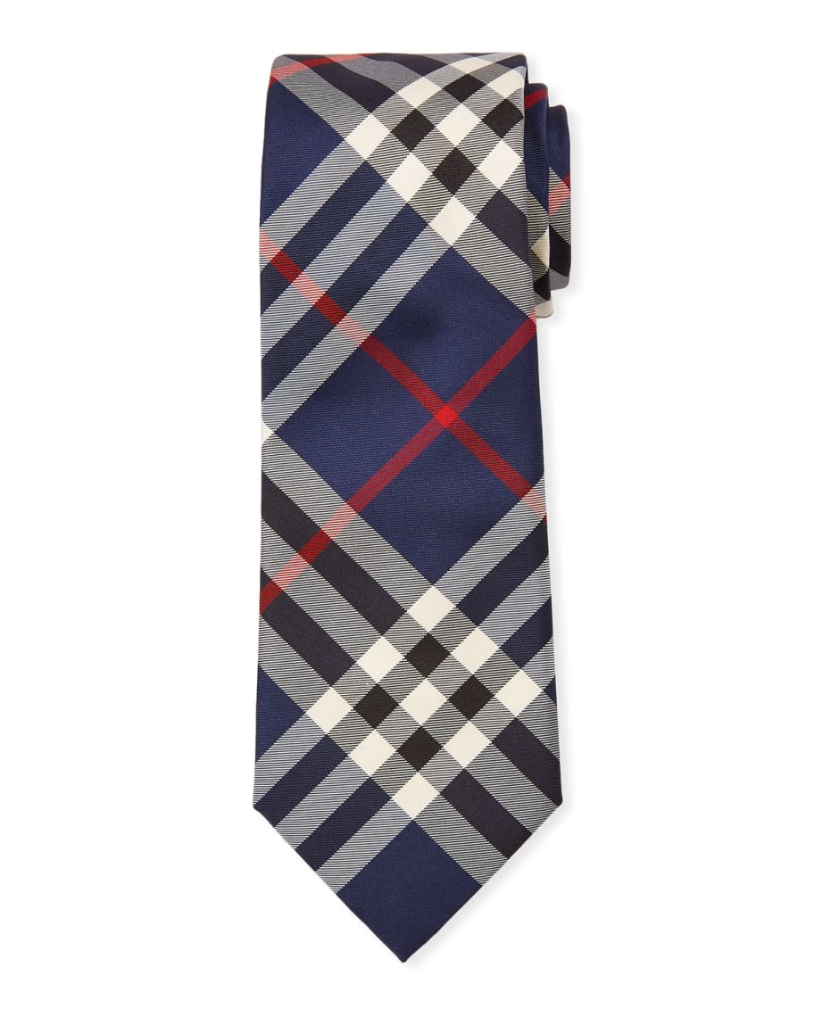 Burberry Manston Modern-Cut Check Silk Tie | Neiman