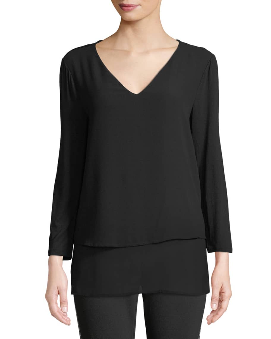 MICHAEL Michael Kors Multilayer Woven Top Neiman Marcus
