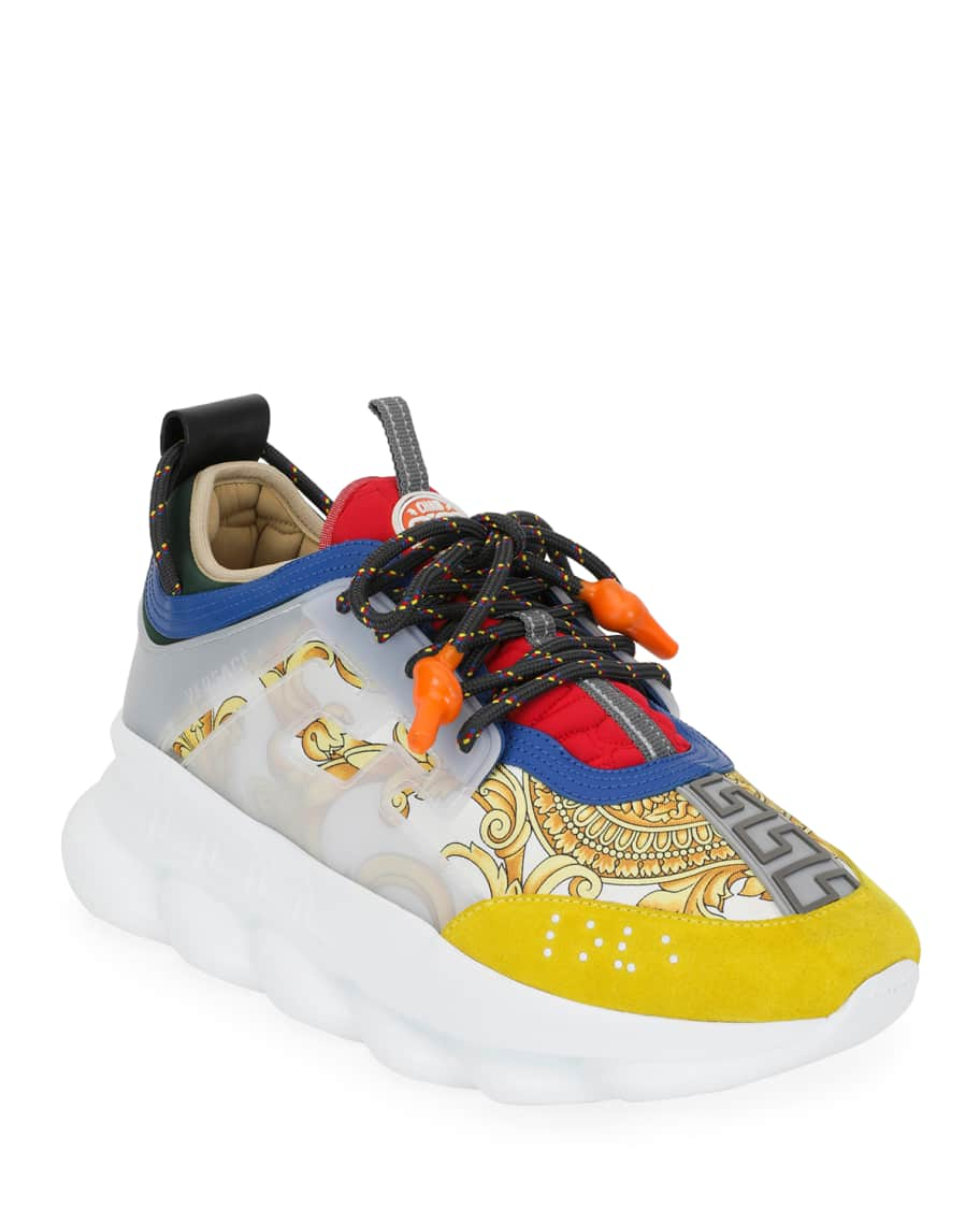 Sneakers luxury man - Sneakers Versace Chain Reaction navy blue and orange