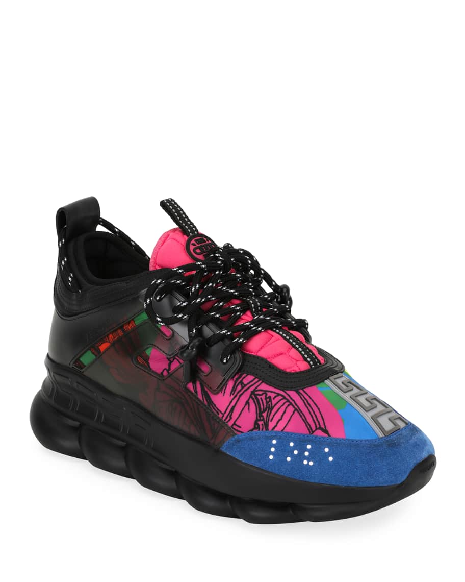 Versace Men s Baja Chain Reaction Greek Key Sneakers Neiman Marcus