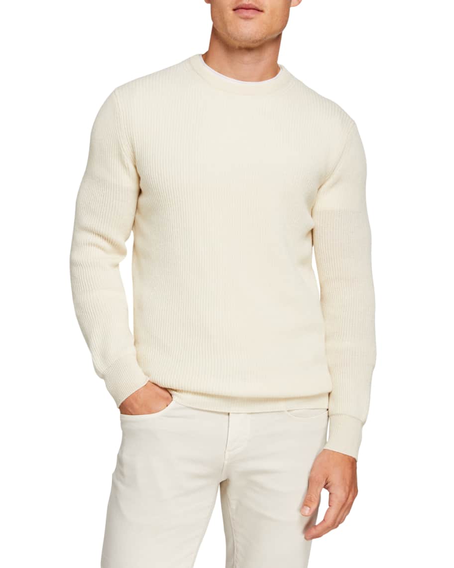 Loro Piana Men's Girocollo Cash York Ribbed Sweater | Neiman Marcus