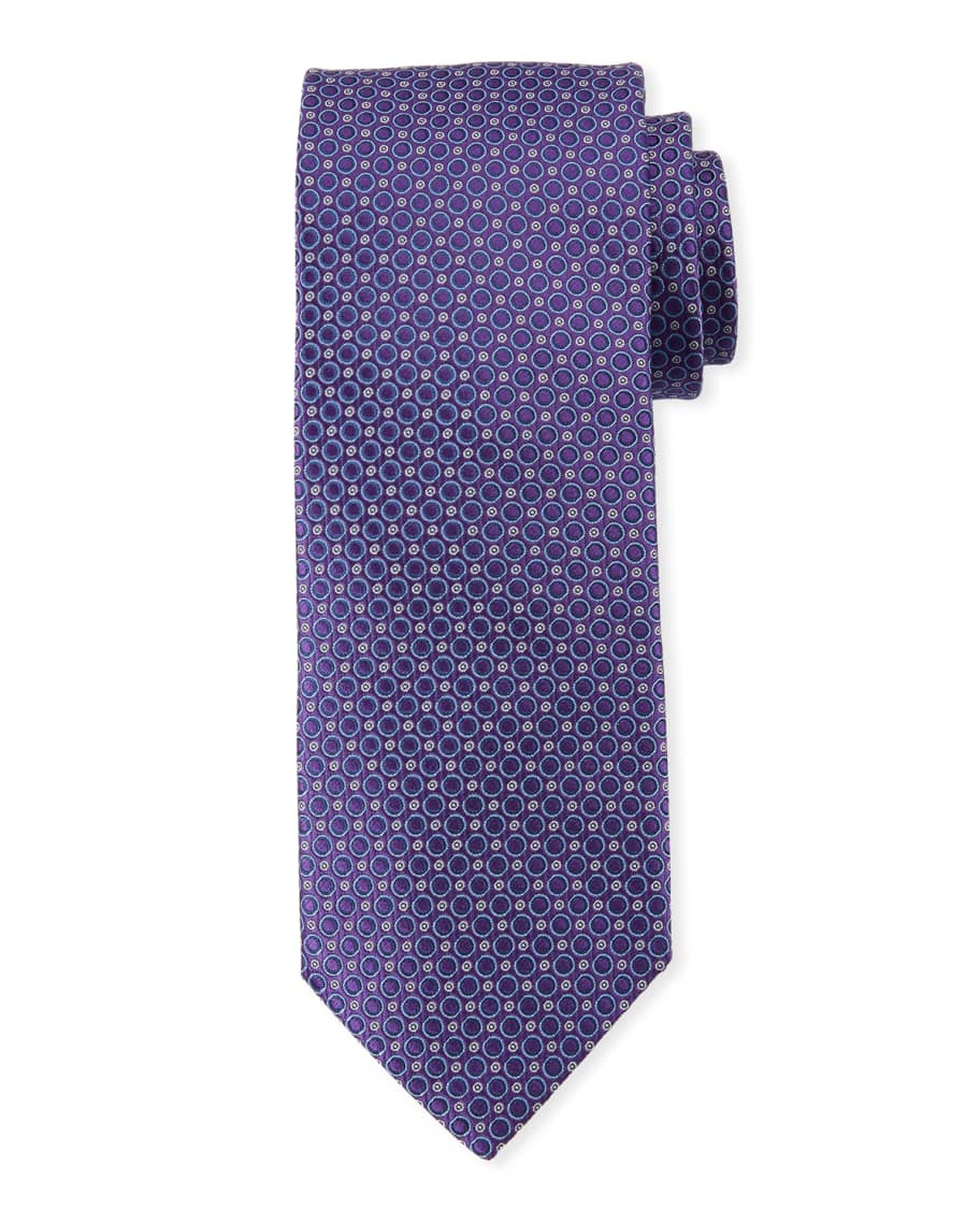 Canali Men's Woven Circles Tie, Purple | Neiman Marcus