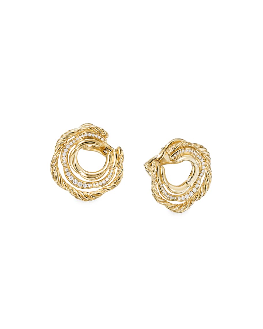 David Yurman Tides 18k Gold Diamond Huggie Hoop Earrings | Neiman Marcus