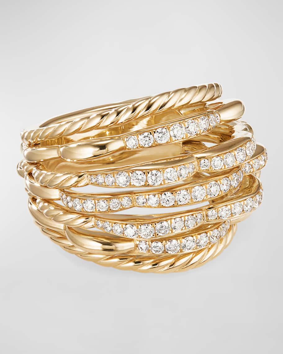 David Yurman Tides 18k Gold Dome Diamond Ring, Size 7 | Neiman Marcus