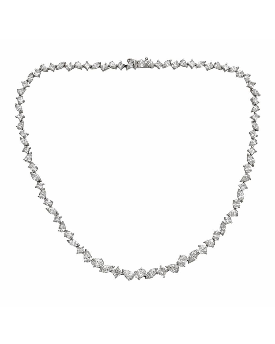 ZYDO Unique 18k White Gold Mixed Diamond Necklace | Neiman Marcus