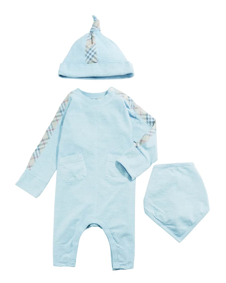 Burberry Colby Check-Trim 3-Piece Layette Set, Size 1-9 Months | Neiman ...